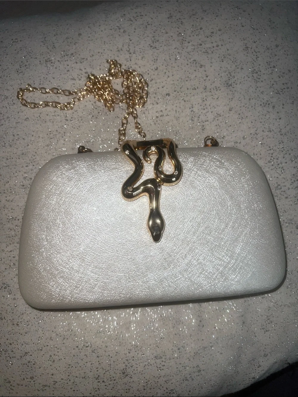 Glitter Party Clutch with Glam Snake Closure for Formal Evenings